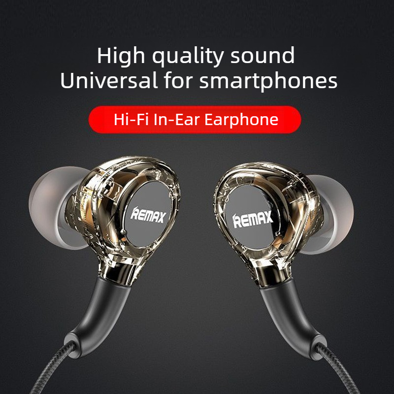 Wired Earphone Lightning - Przezroczyste słuchawki przewodowe Hi-Fi REMAX douszne