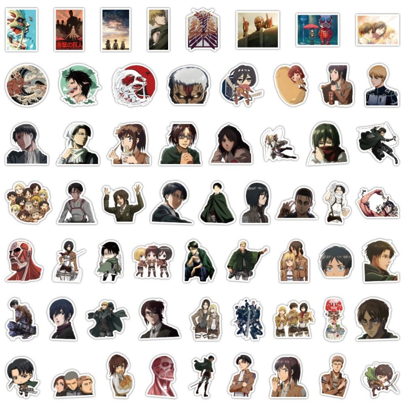 Tablet Cute Accessories - 60 szt. Naklejek Anime Atak Tytanów,